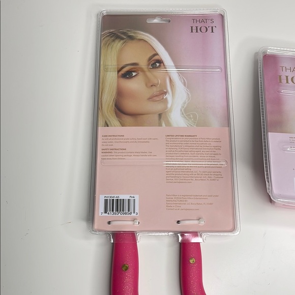 Paris Hilton Pink and Gold Knife Set with Sharpener